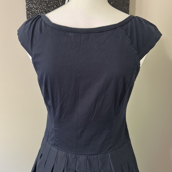 KATE SPADE Navy Blue Fit and Flare Bow Cap Sleeves Dress Sz 4 - Picture 8 of 11